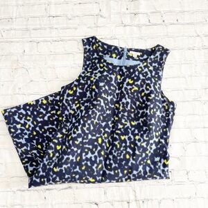 Gap Blue & Green Leopard Print Midi Sleeveless Dress